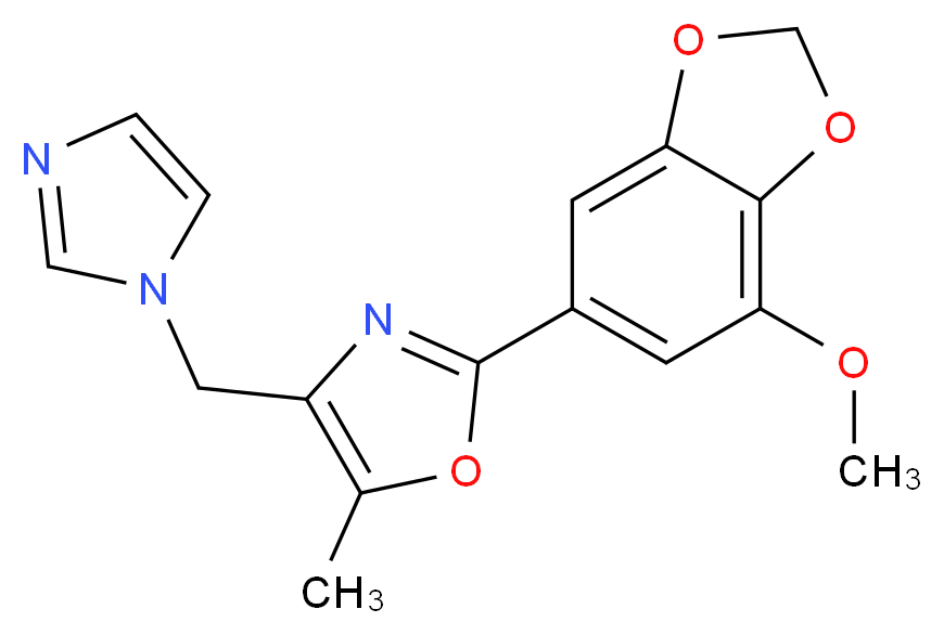 4-(1H-imidazol-1-ylmethyl)-2-(7-methoxy-1,3-benzodioxol-5-yl)-5-methyl-1,3-oxazole_分子结构_CAS_)
