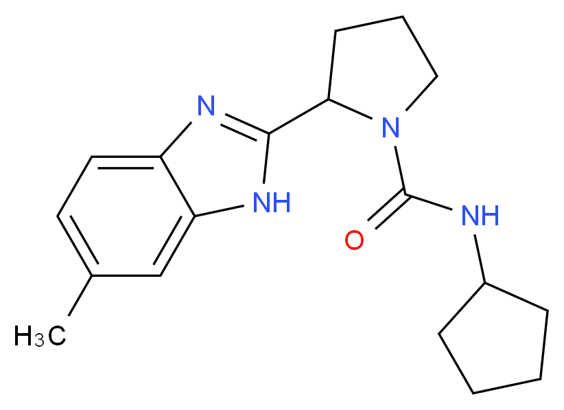 N-cyclopentyl-2-(6-methyl-1H-benzimidazol-2-yl)-1-pyrrolidinecarboxamide_分子结构_CAS_)