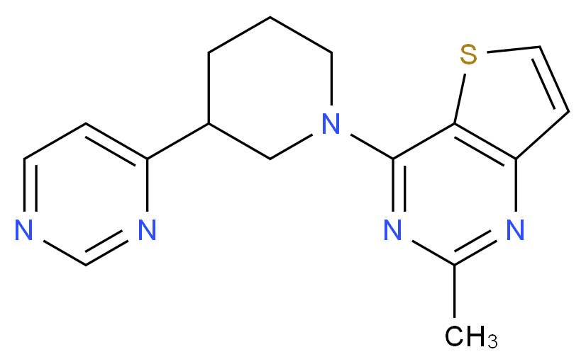 2-methyl-4-(3-pyrimidin-4-ylpiperidin-1-yl)thieno[3,2-d]pyrimidine_分子结构_CAS_)