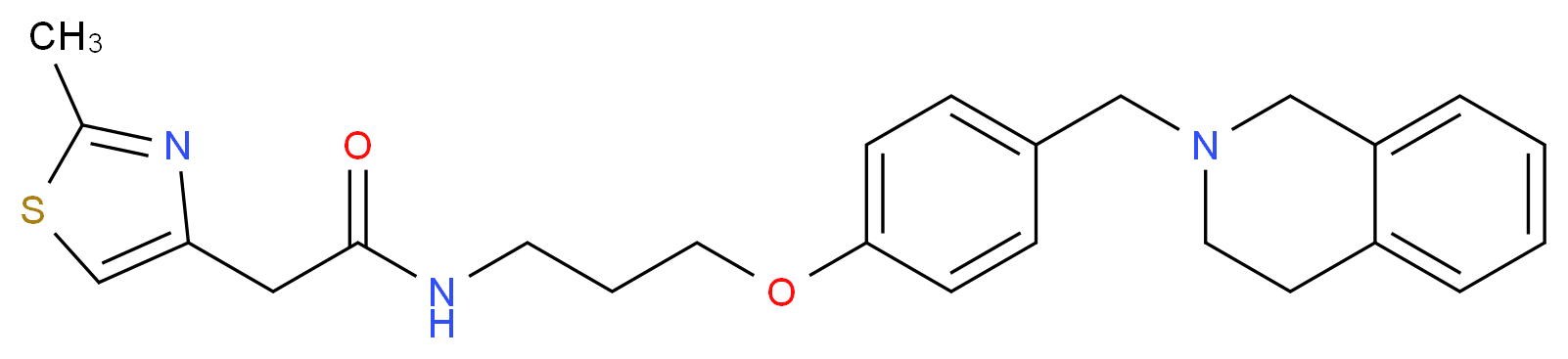 N-{3-[4-(3,4-dihydro-2(1H)-isoquinolinylmethyl)phenoxy]propyl}-2-(2-methyl-1,3-thiazol-4-yl)acetamide_分子结构_CAS_)