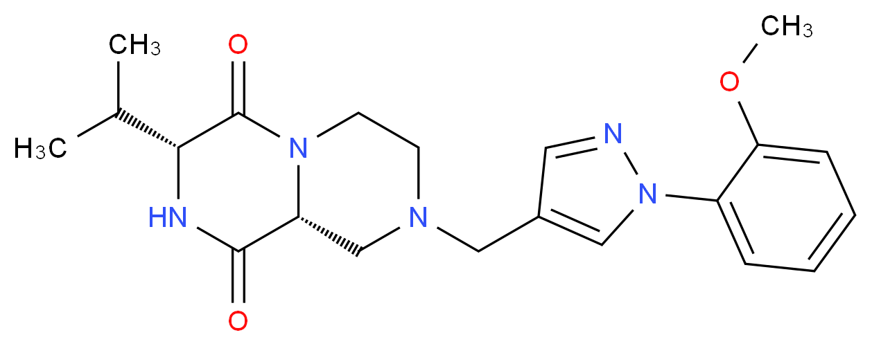 (3R,9aR)-3-isopropyl-8-{[1-(2-methoxyphenyl)-1H-pyrazol-4-yl]methyl}tetrahydro-2H-pyrazino[1,2-a]pyrazine-1,4(3H,6H)-dione_分子结构_CAS_)