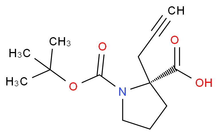 (2R)-1-[(tert-butoxy)carbonyl]-2-(prop-2-yn-1-yl)pyrrolidine-2-carboxylic acid_分子结构_CAS_959578-39-3