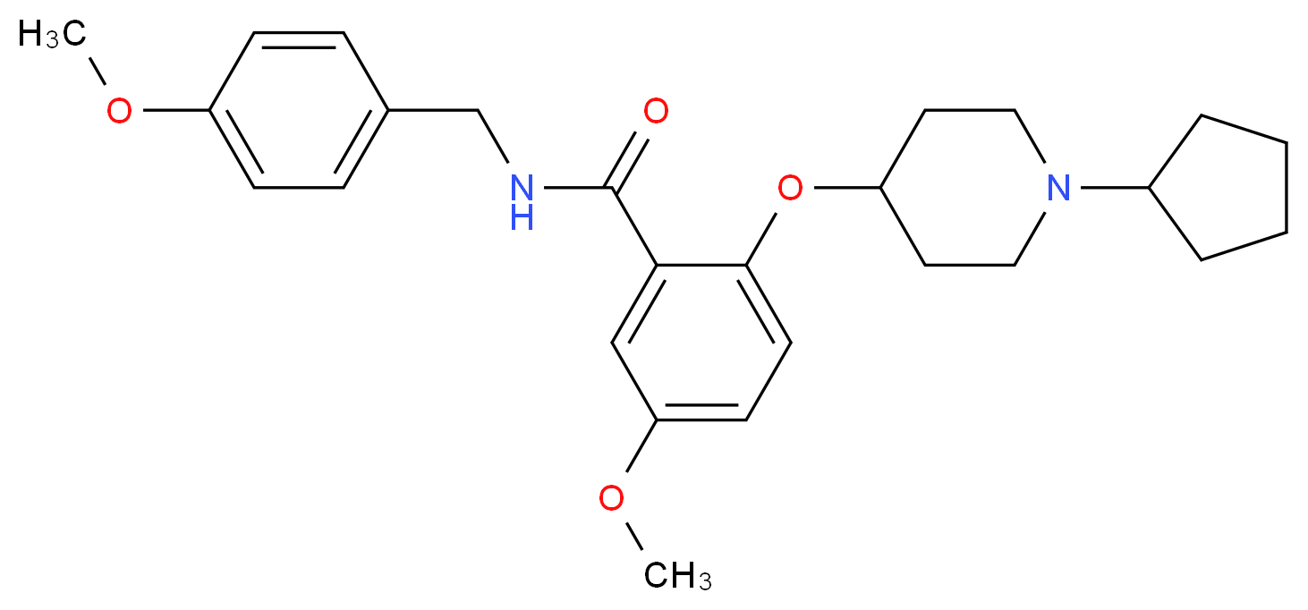 2-[(1-cyclopentyl-4-piperidinyl)oxy]-5-methoxy-N-(4-methoxybenzyl)benzamide_分子结构_CAS_)
