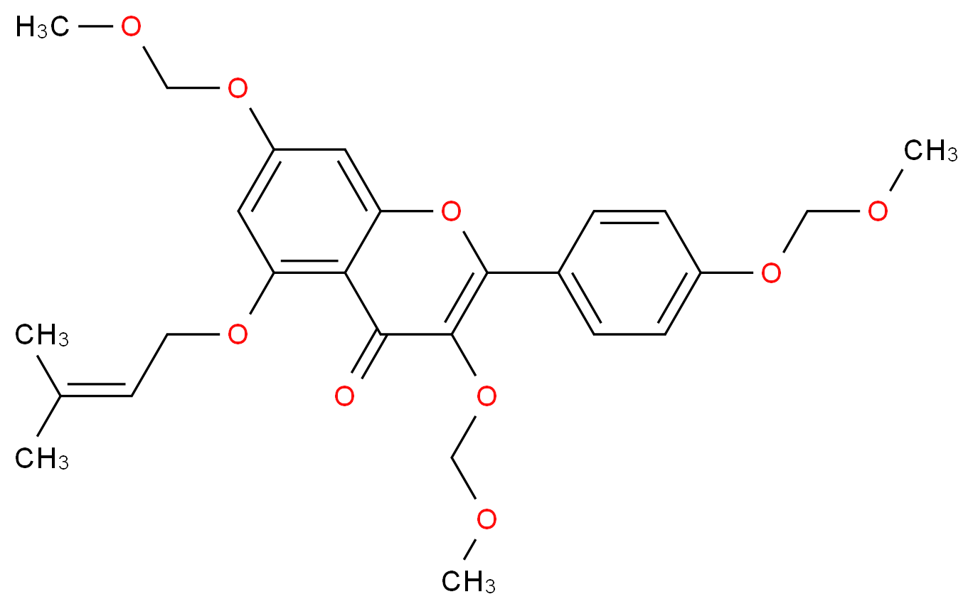 5-O-(3-Methyl-2-butenyl) Kaempferol Tri-O-methoxymethyl Ether_分子结构_CAS_143724-70-3)