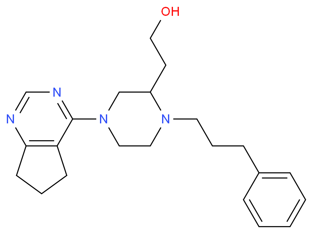 2-[4-(6,7-dihydro-5H-cyclopenta[d]pyrimidin-4-yl)-1-(3-phenylpropyl)-2-piperazinyl]ethanol_分子结构_CAS_)