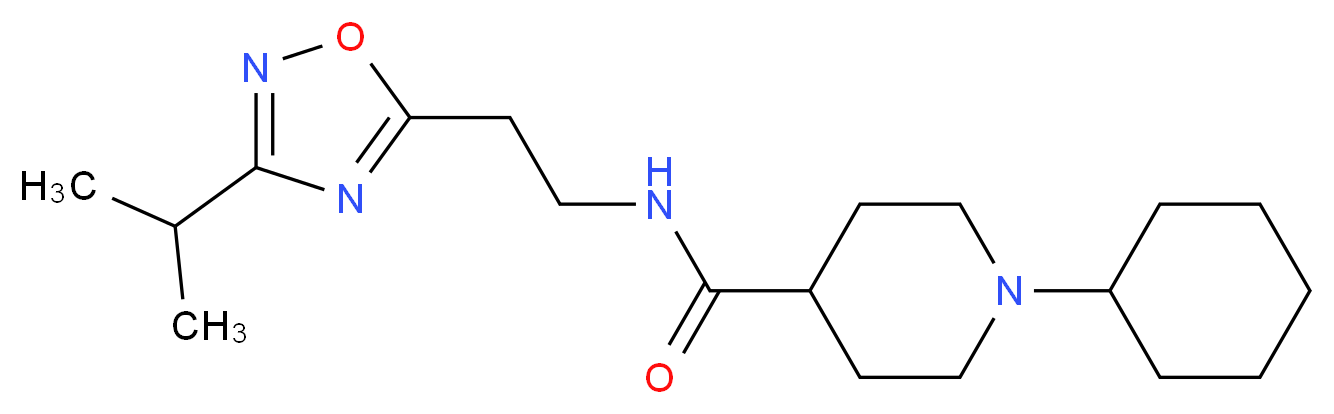1-cyclohexyl-N-[2-(3-isopropyl-1,2,4-oxadiazol-5-yl)ethyl]-4-piperidinecarboxamide_分子结构_CAS_)