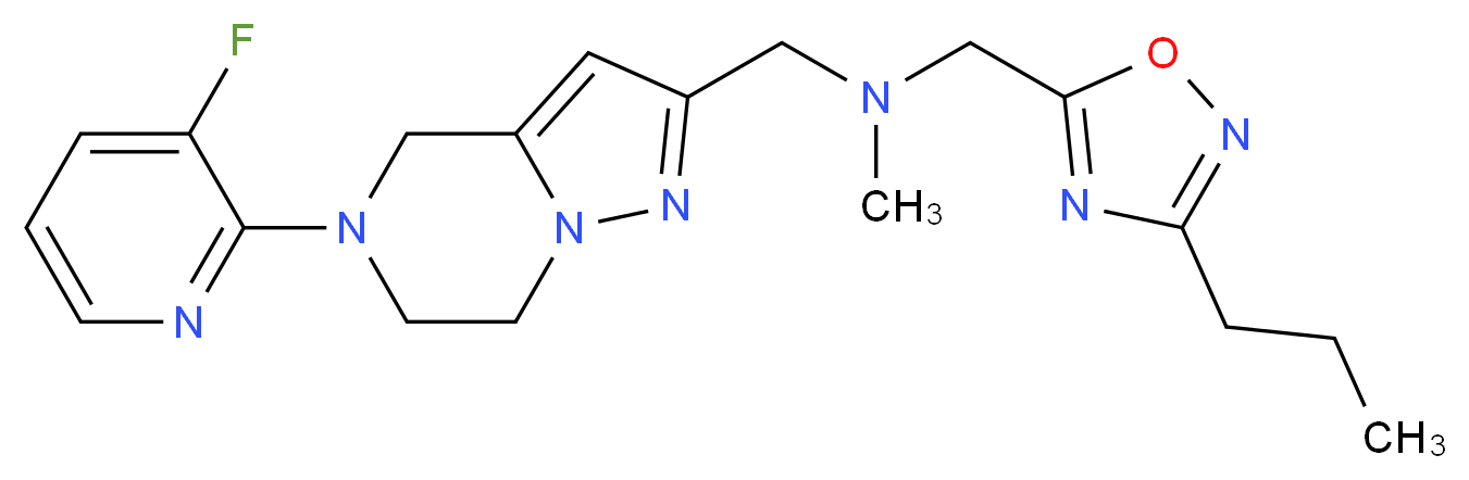 1-[5-(3-fluoro-2-pyridinyl)-4,5,6,7-tetrahydropyrazolo[1,5-a]pyrazin-2-yl]-N-methyl-N-[(3-propyl-1,2,4-oxadiazol-5-yl)methyl]methanamine_分子结构_CAS_)