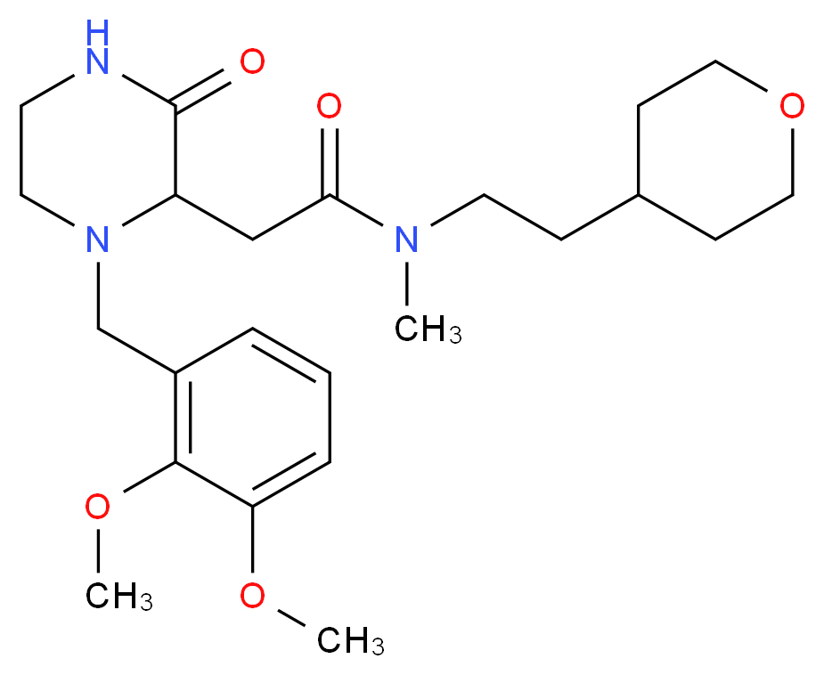 2-[1-(2,3-dimethoxybenzyl)-3-oxo-2-piperazinyl]-N-methyl-N-[2-(tetrahydro-2H-pyran-4-yl)ethyl]acetamide_分子结构_CAS_)