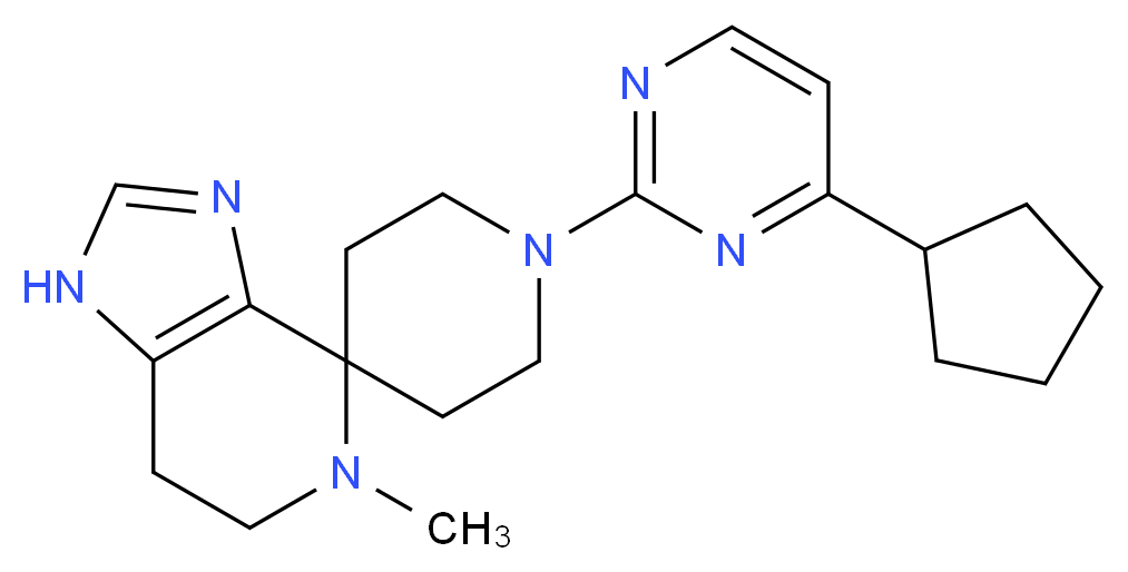 1'-(4-cyclopentylpyrimidin-2-yl)-5-methyl-1,5,6,7-tetrahydrospiro[imidazo[4,5-c]pyridine-4,4'-piperidine]_分子结构_CAS_)