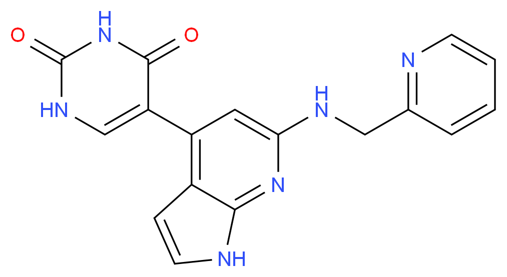 5-{6-[(2-pyridinylmethyl)amino]-1H-pyrrolo[2,3-b]pyridin-4-yl}-2,4(1H,3H)-pyrimidinedione_分子结构_CAS_)