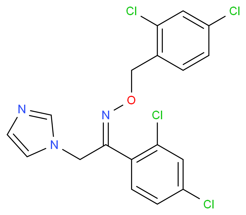 (E)-[1-(2,4-dichlorophenyl)-2-(1H-imidazol-1-yl)ethylidene][(2,4-dichlorophenyl)methoxy]amine_分子结构_CAS_64211-46-7