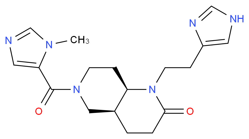 (4aS*,8aR*)-1-[2-(1H-imidazol-4-yl)ethyl]-6-[(1-methyl-1H-imidazol-5-yl)carbonyl]octahydro-1,6-naphthyridin-2(1H)-one_分子结构_CAS_)