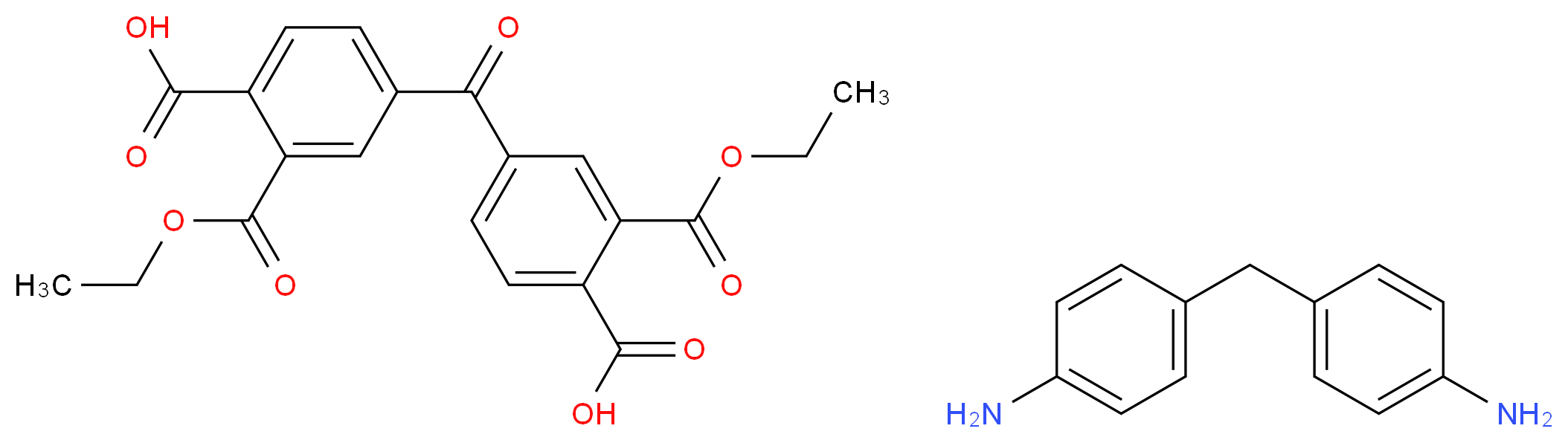 4-[(4-aminophenyl)methyl]aniline; 4-[4-carboxy-3-(ethoxycarbonyl)benzoyl]-2-(ethoxycarbonyl)benzoic acid_分子结构_CAS_65701-06-6