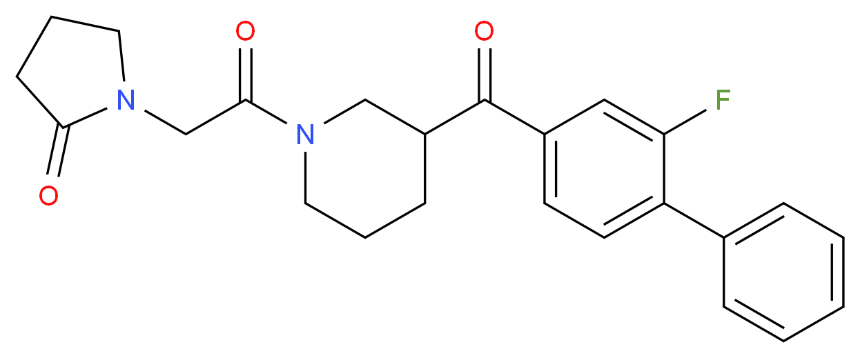 1-(2-{3-[(2-fluoro-4-biphenylyl)carbonyl]-1-piperidinyl}-2-oxoethyl)-2-pyrrolidinone_分子结构_CAS_)