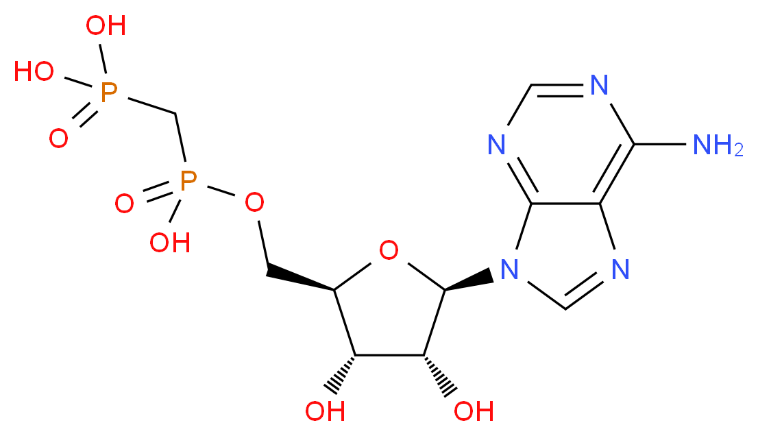 [({[(2R,3S,4R,5R)-5-(6-amino-9H-purin-9-yl)-3,4-dihydroxyoxolan-2-yl]methoxy}(hydroxy)phosphoryl)methyl]phosphonic acid_分子结构_CAS_3768-14-7