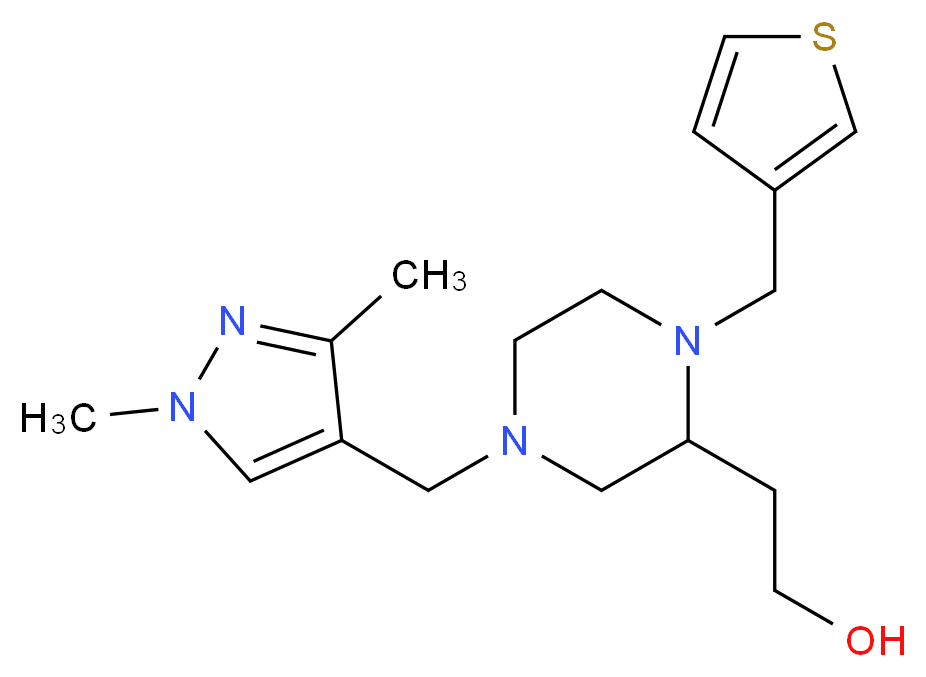 2-[4-[(1,3-dimethyl-1H-pyrazol-4-yl)methyl]-1-(3-thienylmethyl)-2-piperazinyl]ethanol_分子结构_CAS_)