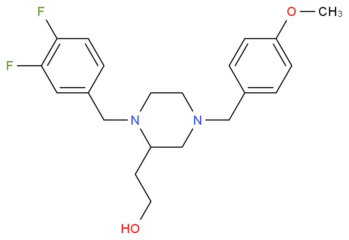2-[1-(3,4-difluorobenzyl)-4-(4-methoxybenzyl)-2-piperazinyl]ethanol_分子结构_CAS_)
