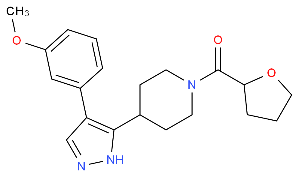 4-[4-(3-methoxyphenyl)-1H-pyrazol-5-yl]-1-(tetrahydrofuran-2-ylcarbonyl)piperidine_分子结构_CAS_)