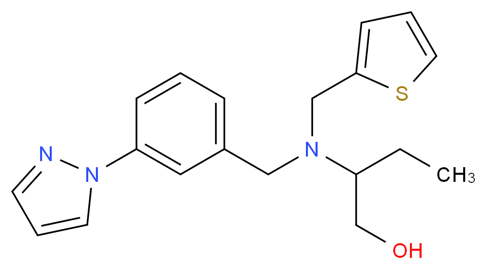 2-[[3-(1H-pyrazol-1-yl)benzyl](2-thienylmethyl)amino]butan-1-ol_分子结构_CAS_)