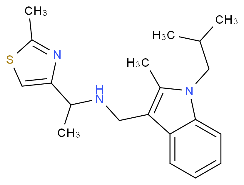 N-[(1-isobutyl-2-methyl-1H-indol-3-yl)methyl]-1-(2-methyl-1,3-thiazol-4-yl)ethanamine_分子结构_CAS_)