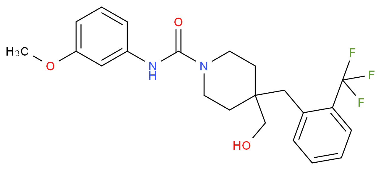 4-(hydroxymethyl)-N-(3-methoxyphenyl)-4-[2-(trifluoromethyl)benzyl]-1-piperidinecarboxamide_分子结构_CAS_)