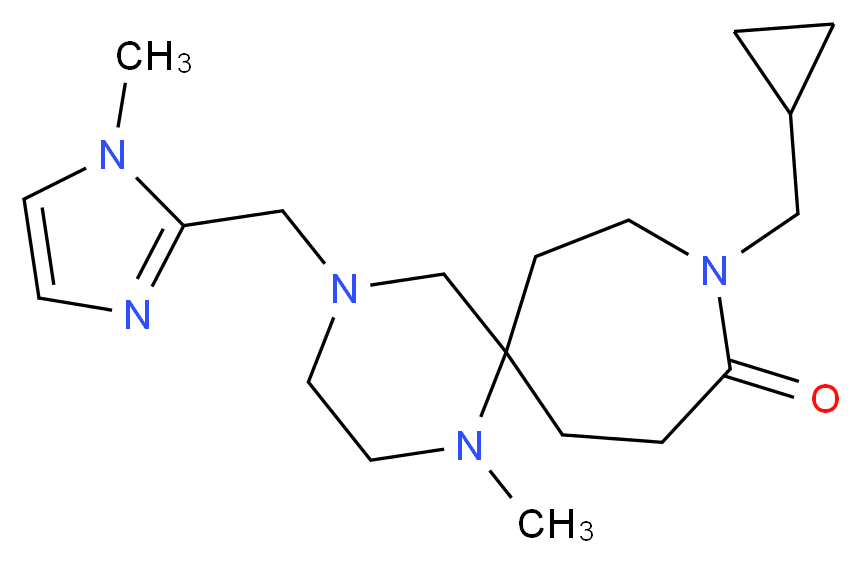 9-(cyclopropylmethyl)-1-methyl-4-[(1-methyl-1H-imidazol-2-yl)methyl]-1,4,9-triazaspiro[5.6]dodecan-10-one_分子结构_CAS_)