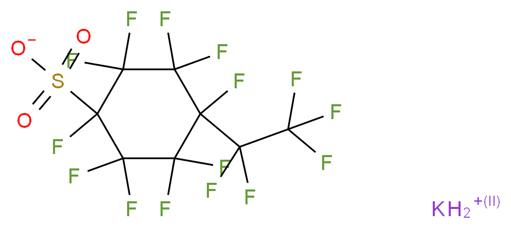 potassium 1,2,2,3,3,4,5,5,6,6-decafluoro-4-(pentafluoroethyl)cyclohexane-1-sulfonate_分子结构_CAS_335-24-0