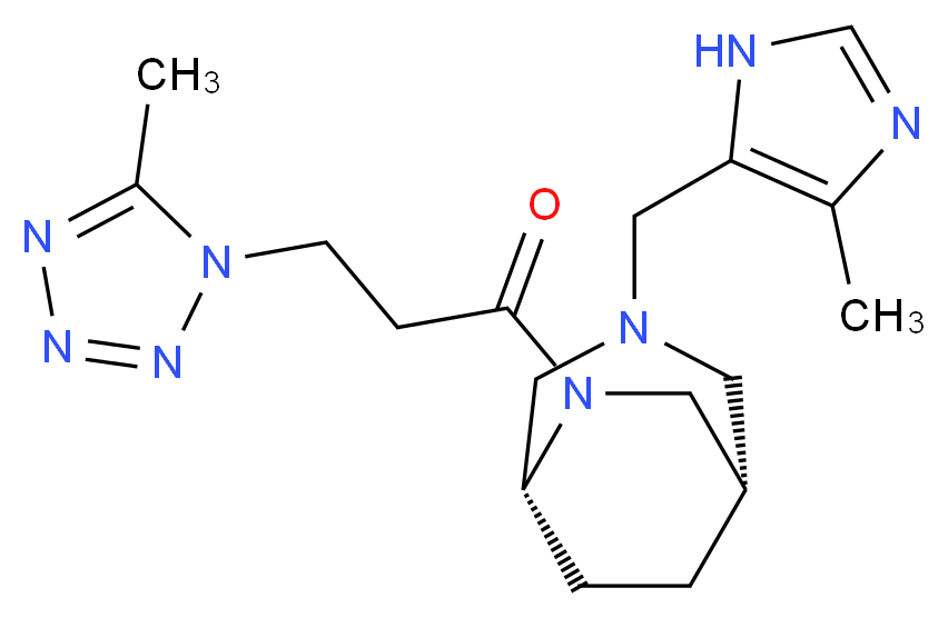 (1S*,5R*)-3-[(4-methyl-1H-imidazol-5-yl)methyl]-6-[3-(5-methyl-1H-tetrazol-1-yl)propanoyl]-3,6-diazabicyclo[3.2.2]nonane_分子结构_CAS_)