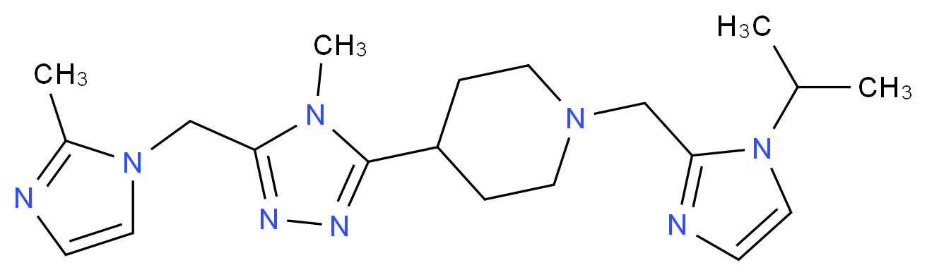 1-[(1-isopropyl-1H-imidazol-2-yl)methyl]-4-{4-methyl-5-[(2-methyl-1H-imidazol-1-yl)methyl]-4H-1,2,4-triazol-3-yl}piperidine_分子结构_CAS_)