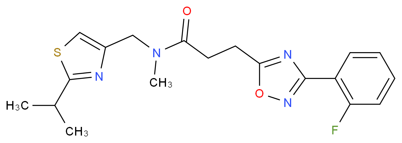 3-[3-(2-fluorophenyl)-1,2,4-oxadiazol-5-yl]-N-[(2-isopropyl-1,3-thiazol-4-yl)methyl]-N-methylpropanamide_分子结构_CAS_)
