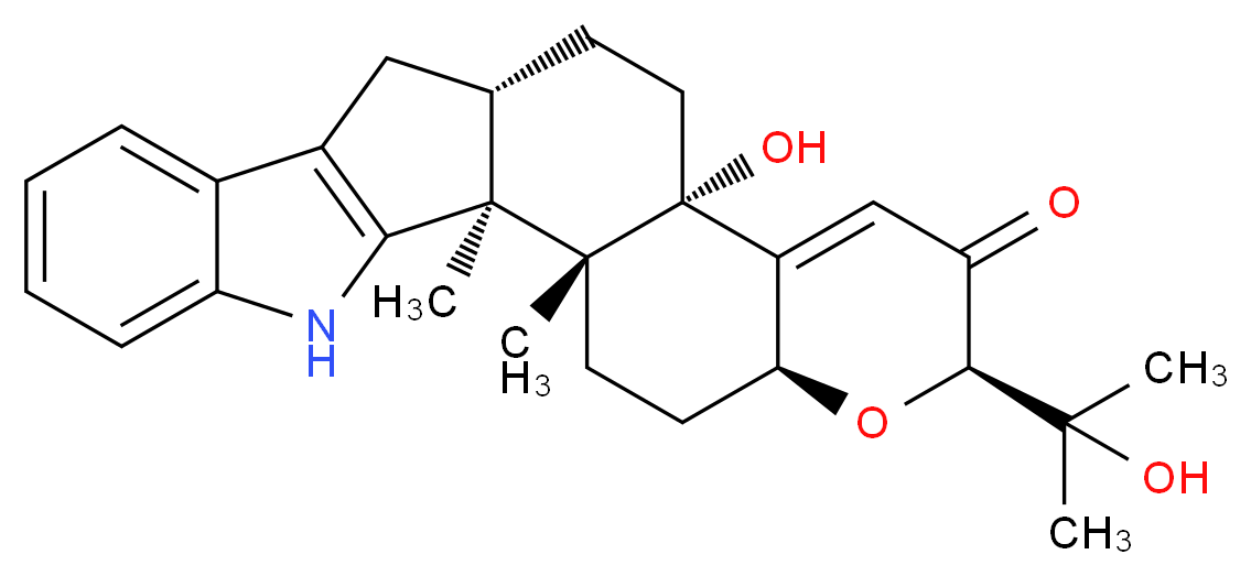 (1S,2R,5S,7R,11S,14S)-11-hydroxy-7-(2-hydroxypropan-2-yl)-1,2-dimethyl-6-oxa-23-azahexacyclo[12.10.0.0?,??.0?,??.0??,??.0??,??]tetracosa-9,16(24),17,19,21-pentaen-8-one_分子结构_CAS_57186-25-1
