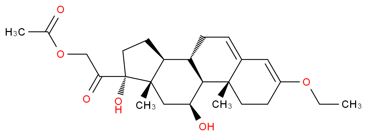 2-[(1S,2R,10S,11S,14R,15S,17S)-5-ethoxy-14,17-dihydroxy-2,15-dimethyltetracyclo[8.7.0.0<sup>2</sup>,<sup>7</sup>.0<sup>1</sup><sup>1</sup>,<sup>1</sup><sup>5</sup>]heptadeca-5,7-dien-14-yl]-2-oxoethyl acetate_分子结构_CAS_56736-68-6