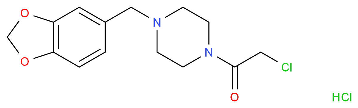 1-(1,3-benzodioxol-5-ylmethyl)-4-(chloroacetyl)piperazine hydrochloride_分子结构_CAS_38740-33-9)