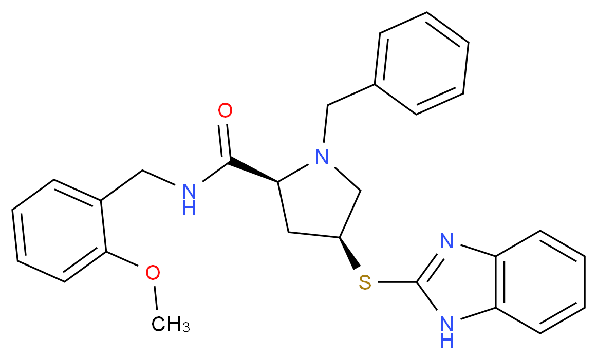 (4S)-4-(1H-benzimidazol-2-ylthio)-1-benzyl-N-(2-methoxybenzyl)-L-prolinamide_分子结构_CAS_)