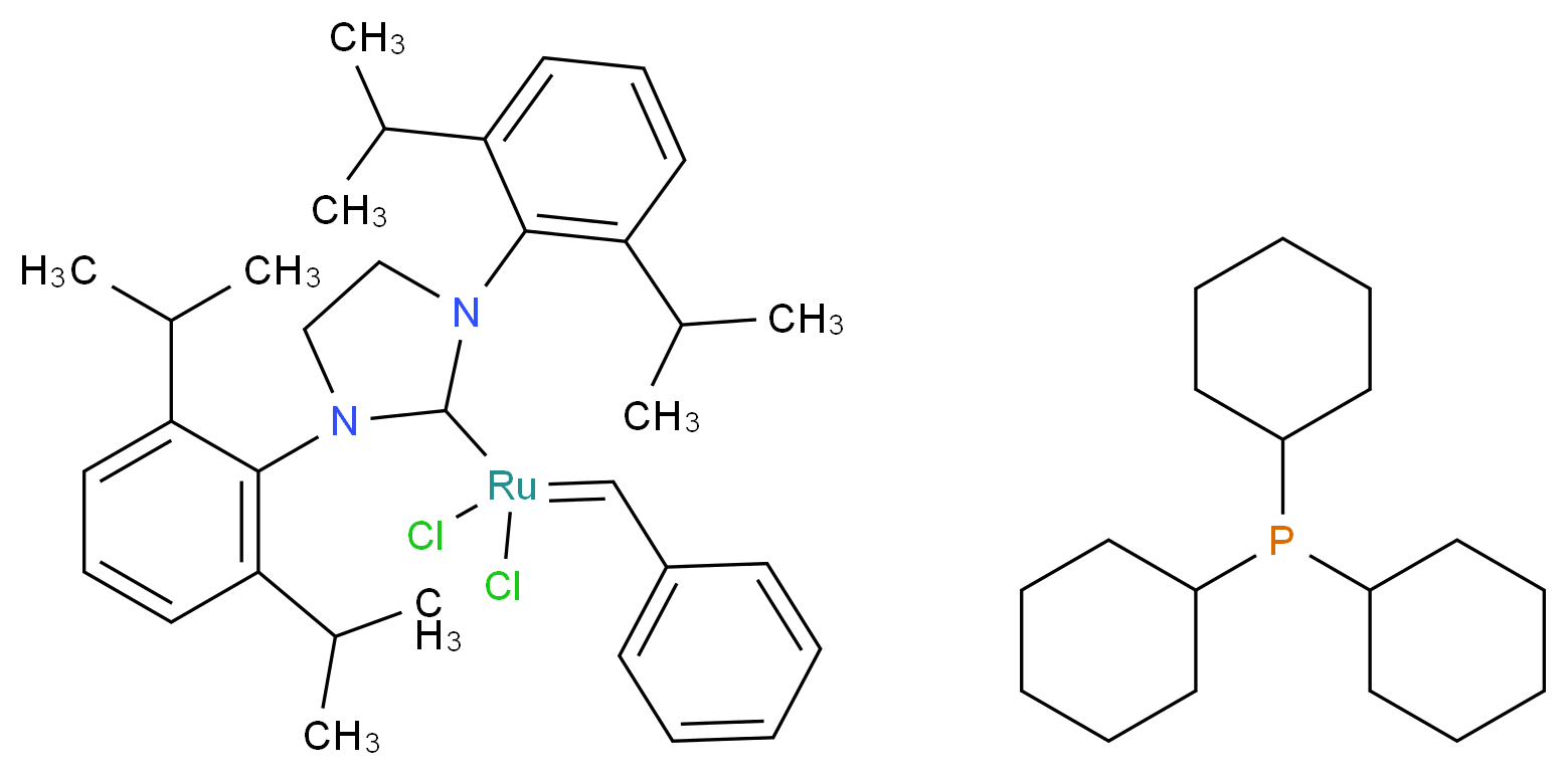 Dichloro[1,3-bis(2,6-isopropylphenyl)-2-imidazolidinylidene](benzylidene)(tricyclohexylphosphine)ruthenium(II)_分子结构_CAS_373640-75-6)