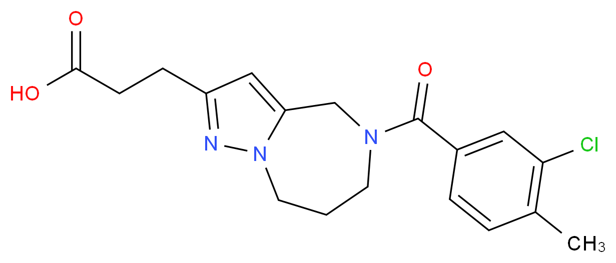 3-[5-(3-chloro-4-methylbenzoyl)-5,6,7,8-tetrahydro-4H-pyrazolo[1,5-a][1,4]diazepin-2-yl]propanoic acid_分子结构_CAS_)