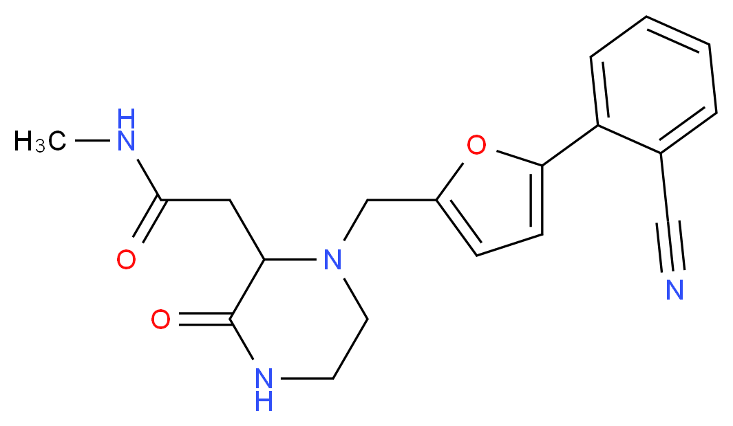 2-(1-{[5-(2-cyanophenyl)-2-furyl]methyl}-3-oxopiperazin-2-yl)-N-methylacetamide_分子结构_CAS_)