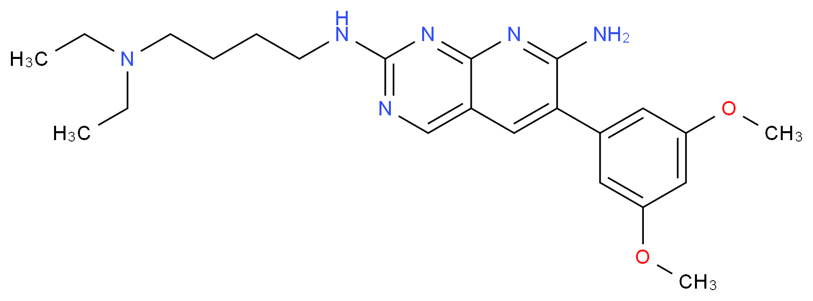 N2-[4-(Diethylamino)butyl]-6-(3,5-dimethoxyphenyl)-pyrido[2,3-d]pyrimidine-2,7-diamine_分子结构_CAS_862370-79-4)