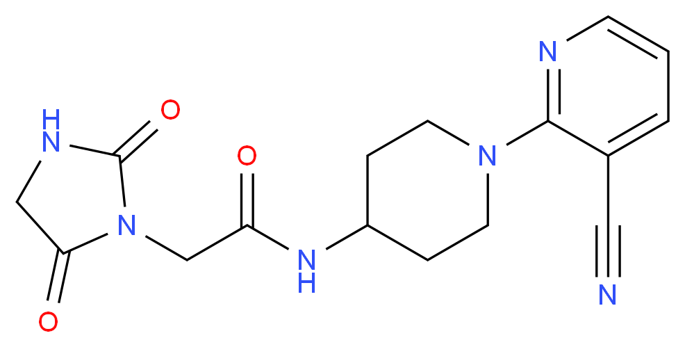 N-[1-(3-cyano-2-pyridinyl)-4-piperidinyl]-2-(2,5-dioxo-1-imidazolidinyl)acetamide_分子结构_CAS_)