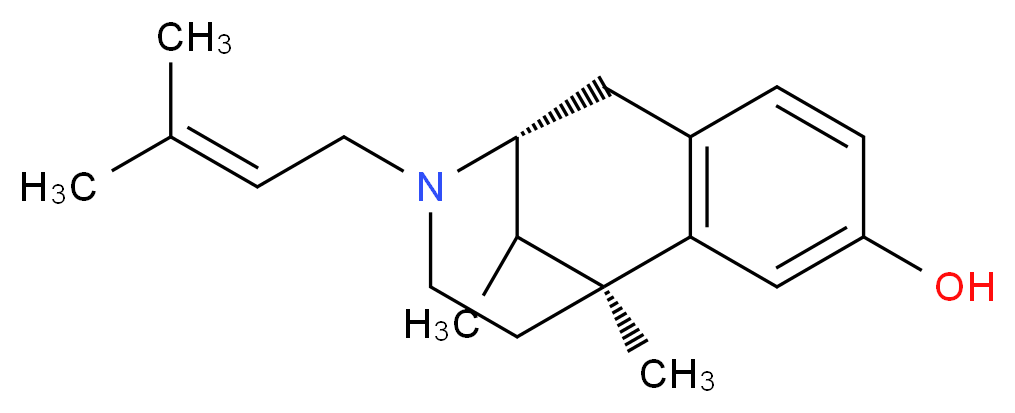 (1S,9R)-1,13-dimethyl-10-(3-methylbut-2-en-1-yl)-10-azatricyclo[7.3.1.0<sup>2</sup>,<sup>7</sup>]trideca-2(7),3,5-trien-4-ol_分子结构_CAS_7361-76-4