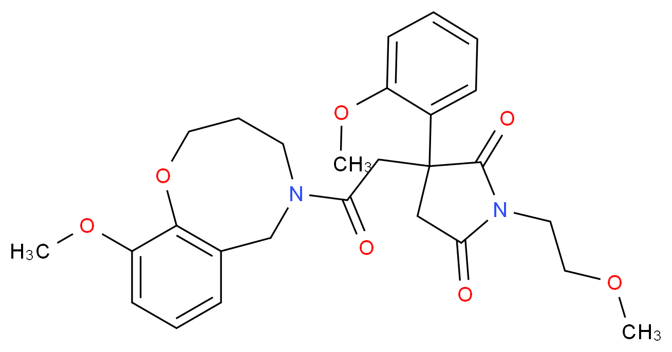 3-[2-(10-methoxy-3,4-dihydro-2H-1,5-benzoxazocin-5(6H)-yl)-2-oxoethyl]-1-(2-methoxyethyl)-3-(2-methoxyphenyl)-2,5-pyrrolidinedione_分子结构_CAS_)