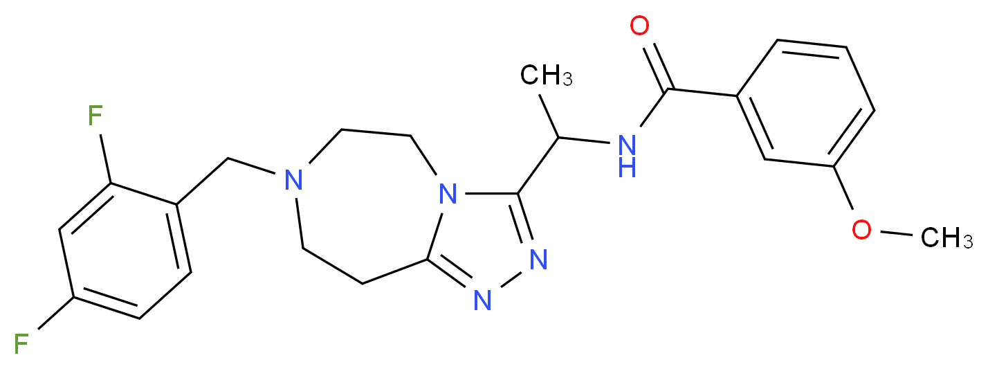 N-{1-[7-(2,4-difluorobenzyl)-6,7,8,9-tetrahydro-5H-[1,2,4]triazolo[4,3-d][1,4]diazepin-3-yl]ethyl}-3-methoxybenzamide_分子结构_CAS_)