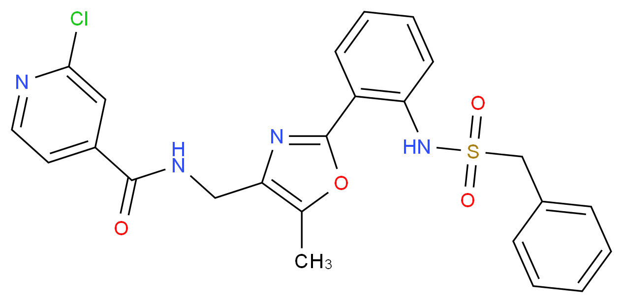 N-[(2-{2-[(benzylsulfonyl)amino]phenyl}-5-methyl-1,3-oxazol-4-yl)methyl]-2-chloroisonicotinamide_分子结构_CAS_)