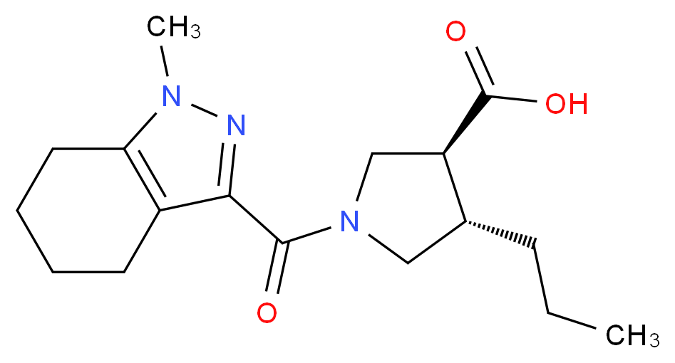 (3S*,4S*)-1-[(1-methyl-4,5,6,7-tetrahydro-1H-indazol-3-yl)carbonyl]-4-propylpyrrolidine-3-carboxylic acid_分子结构_CAS_)