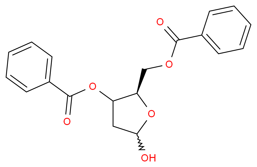 (2R)-2-[(benzoyloxy)methyl]-5-hydroxyoxolan-3-yl benzoate_分子结构_CAS_112137-63-0