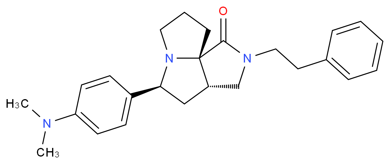(3aS*,5S*,9aS*)-5-[4-(dimethylamino)phenyl]-2-(2-phenylethyl)hexahydro-7H-pyrrolo[3,4-g]pyrrolizin-1(2H)-one_分子结构_CAS_)