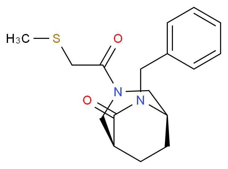 (1S*,5R*)-6-benzyl-3-[(methylthio)acetyl]-3,6-diazabicyclo[3.2.2]nonan-7-one_分子结构_CAS_)