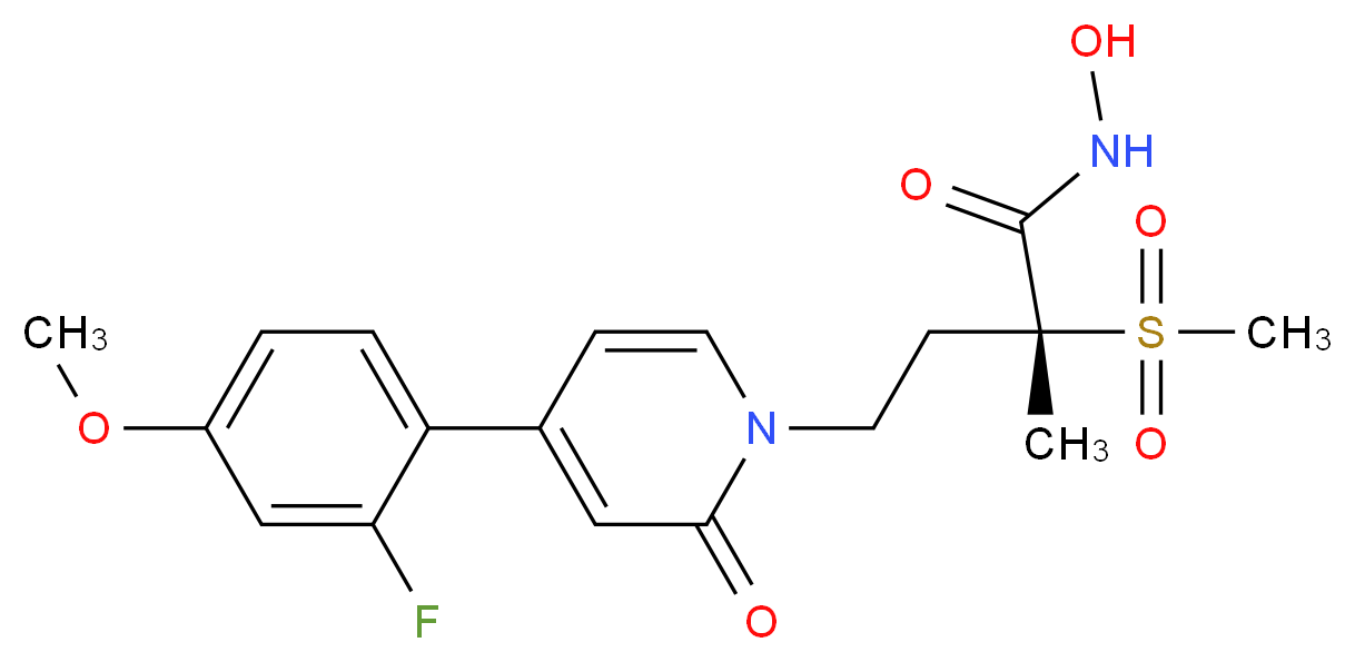 (2R)-4-[4-(2-fluoro-4-methoxyphenyl)-2-oxo-1,2-dihydropyridin-1-yl]-N-hydroxy-2-methanesulfonyl-2-methylbutanamide_分子结构_CAS_1312473-63-4