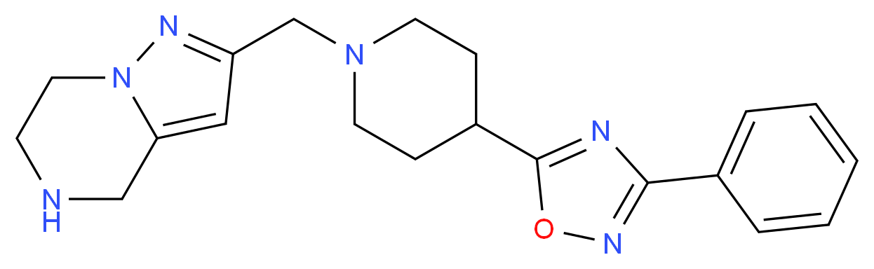 2-{[4-(3-phenyl-1,2,4-oxadiazol-5-yl)-1-piperidinyl]methyl}-4,5,6,7-tetrahydropyrazolo[1,5-a]pyrazine_分子结构_CAS_)
