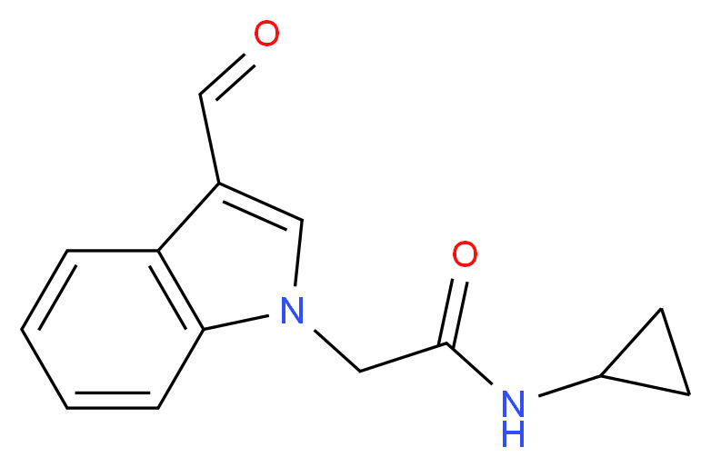 N-cyclopropyl-2-(3-formyl-1H-indol-1-yl)acetamide_分子结构_CAS_530121-56-3
